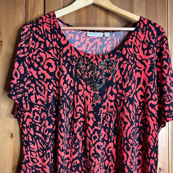 Susan Graver Heart Embroidered Blouse Women’s 1X Black Whimsigoth Liquid Knit - Picture 2 of 7